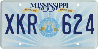 MS license plate XKR624