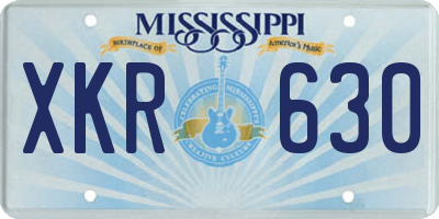 MS license plate XKR630