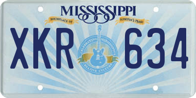 MS license plate XKR634