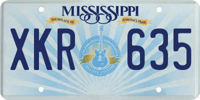 MS license plate XKR635