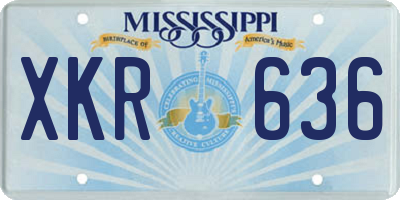 MS license plate XKR636
