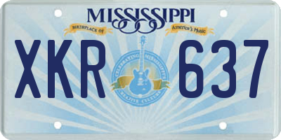 MS license plate XKR637