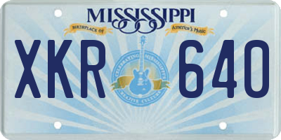 MS license plate XKR640