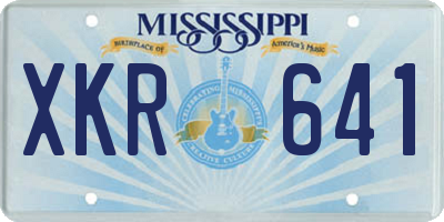 MS license plate XKR641
