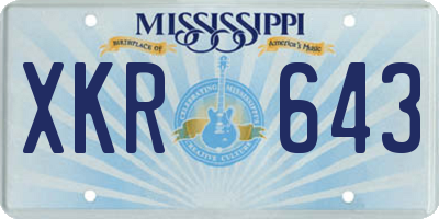 MS license plate XKR643