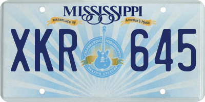 MS license plate XKR645