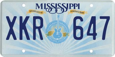 MS license plate XKR647
