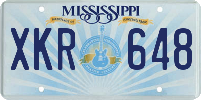 MS license plate XKR648
