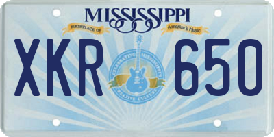 MS license plate XKR650