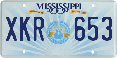 MS license plate XKR653