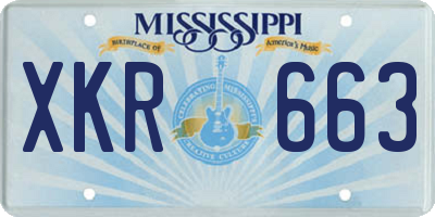 MS license plate XKR663