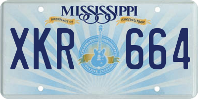 MS license plate XKR664