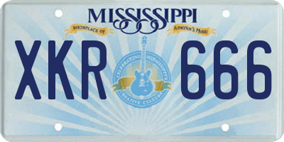 MS license plate XKR666