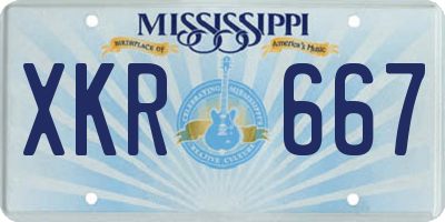 MS license plate XKR667