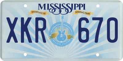 MS license plate XKR670