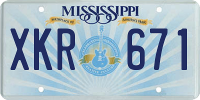 MS license plate XKR671