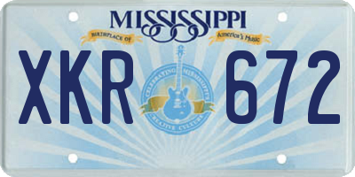 MS license plate XKR672