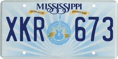 MS license plate XKR673