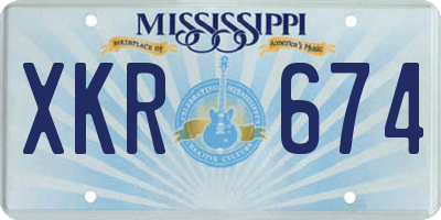 MS license plate XKR674