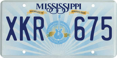 MS license plate XKR675