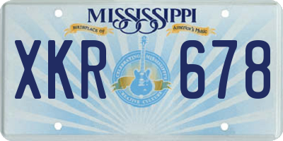 MS license plate XKR678