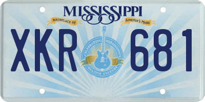 MS license plate XKR681