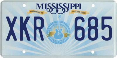 MS license plate XKR685