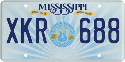 MS license plate XKR688