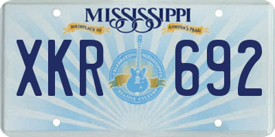 MS license plate XKR692