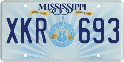 MS license plate XKR693