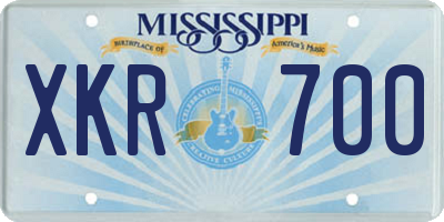 MS license plate XKR700
