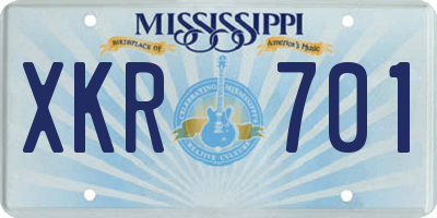 MS license plate XKR701