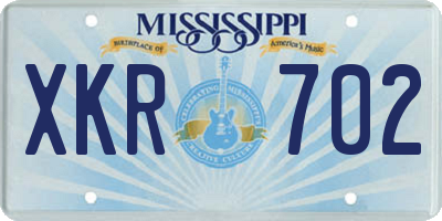 MS license plate XKR702