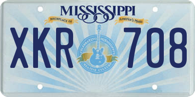 MS license plate XKR708