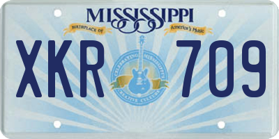 MS license plate XKR709
