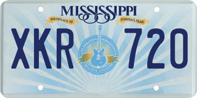 MS license plate XKR720