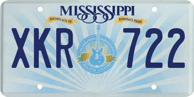 MS license plate XKR722