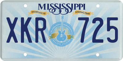 MS license plate XKR725