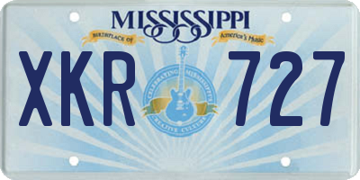 MS license plate XKR727