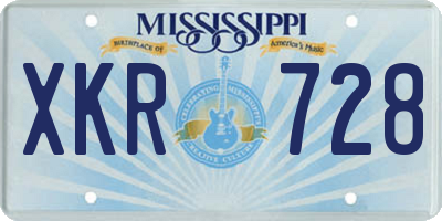MS license plate XKR728