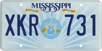 MS license plate XKR731