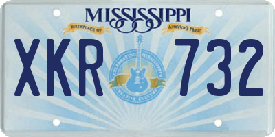 MS license plate XKR732