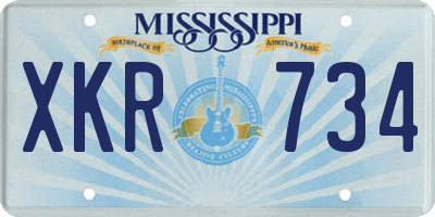MS license plate XKR734