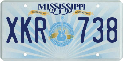 MS license plate XKR738
