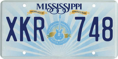 MS license plate XKR748