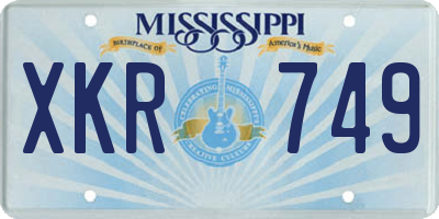MS license plate XKR749