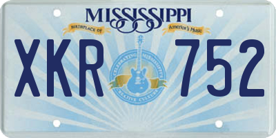 MS license plate XKR752