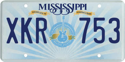 MS license plate XKR753