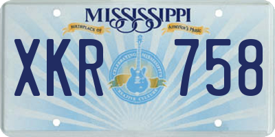 MS license plate XKR758