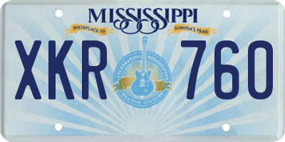 MS license plate XKR760